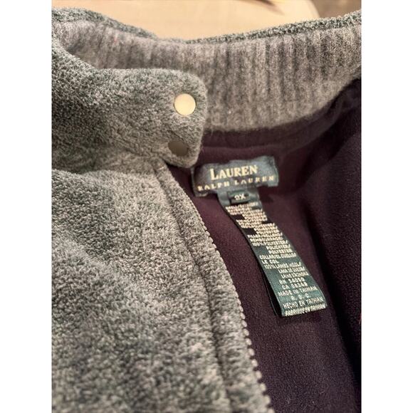 Lauren Ralph Lauren Jackets & Blazers - Lauren Ralph Lauren Gray Fleece Vest Womens 2X Full Zip Alpine Ski Cozy Luxury